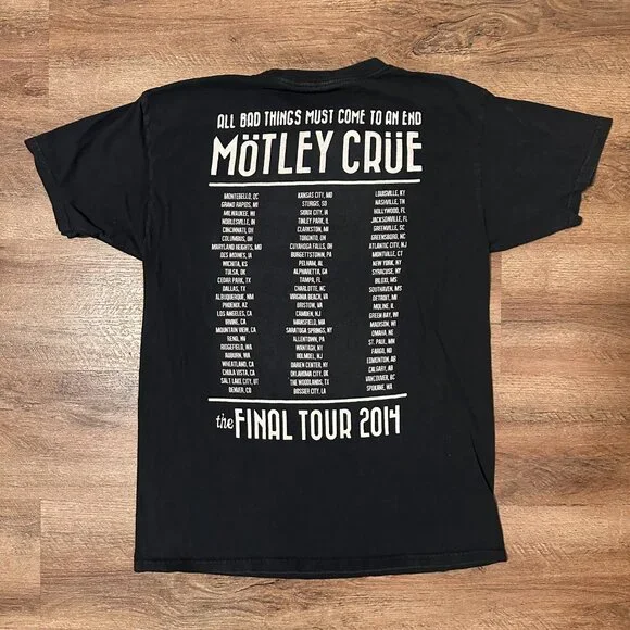Mötley Crüe The Final Tour Short Sleeve Medium Black Cotton Graphic Band T Shirt - Picture 2 of 6